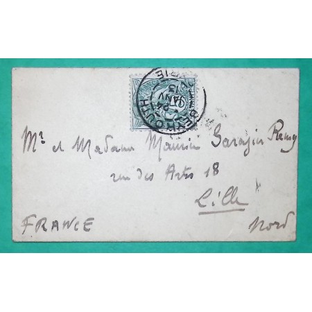 5C BLANC LEVANT CAD BEYROUTH SYRIE MIGNONETTE POUR LILLE NORD 1913 LETTRE COVER FRANCE