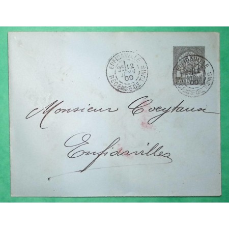 ENTIER 10C REGENCE DE TUNIS ENFIDAVILLE ENFIDHA TUNISIE CORRESPONDANCE LOCALE 1900 LETTRE COVER FRANCE