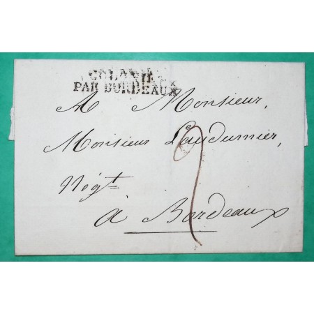 MARQUE COLONIE PAR BORDEAUX POUR BORDEAUX GIRONDE LETTRE COVER FRANCE