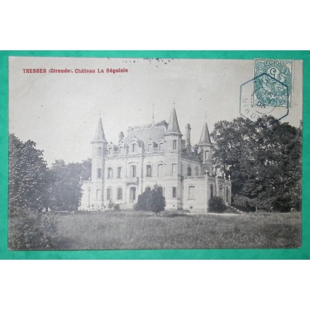 N°111 BLANC CACHET HEXAGONAL RECETTES AUXILIAIRES BLEU TRESSES GIRONDE CARTE POSTALE POUR QUEYRAC 1905 COVER FRANCE