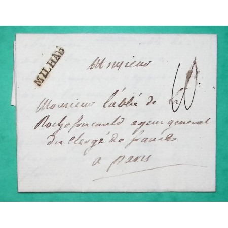MARQUE MILHAU MILLAU AVEYRON POUR PARIS LN N°2 1777 LETTRE COVER FRANCE