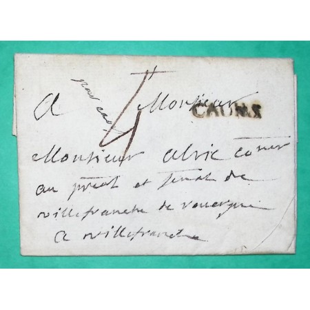 MARQUE CAORS CAHORS LOT DEPART BLANQUEFORT POUR VILLEFRANCHE DE ROUERGUE AVEYRON LN°3 1766 LETTRE COVER FRANCE