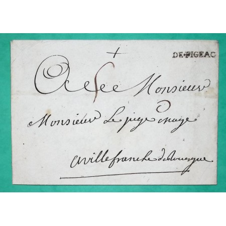 MARQUE DE FIGEAC LOT POUR VILLEFRANCHE DE ROUERGUE AVEYRON LN N°2 LETTRE COVER FRANCE