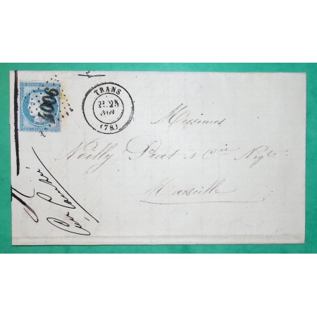 N°60A GC 4006 TRANS VAR POUR MARSEILLE BOUCHES DU RHONE 1873 LETTRE COVER FRANCE