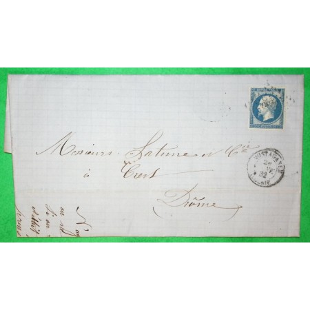 N°14B PC 3730 MOSTAGANEM ALGERIE POUR CREST DROME 1862 LETTRE COVER FRANCE