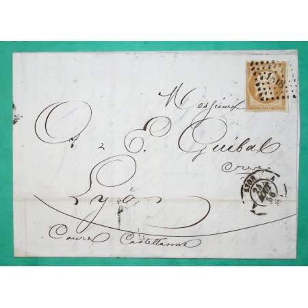N°13A PC 1818 CAD A LYON A RHONE CORRESPONDANCE LOCALE 1856 LETTRE COVER FRANCE