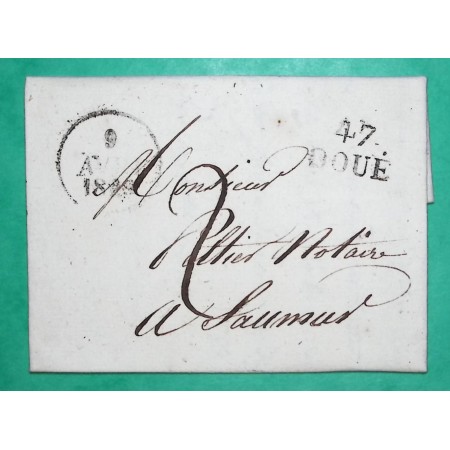 MARQUE 47 DOUE MAINE ET LOIRE POUR SAUMUR 19x11 1829 LETTRE COVER FRANCE
