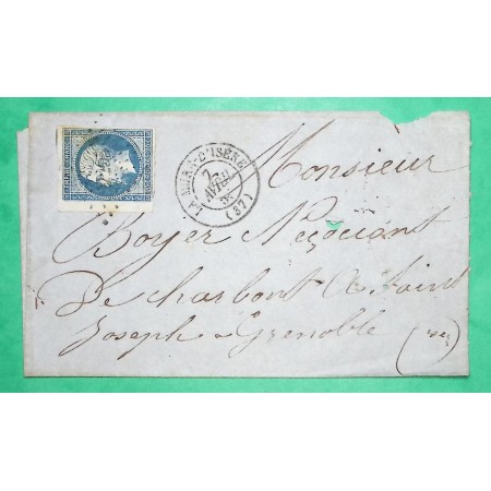 N°14 BDF PC 2205 LA MURE D'ISERE POUR GRENOBLE 1859 LETTRE COVER FRANCE