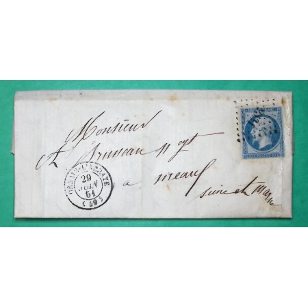 N°14B PC 2331 ORBAIS L'ABBAYE MARNE POUR MEAUX SEINE ET MARNE 1861 LETTRE COVER FRANCE