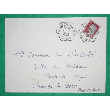 N°1263 MARIANNE DECARIS CACHET MANUEL ST PALAIS BASSES PYRENNEES CP N°6 LETTRE COVER FRANCE