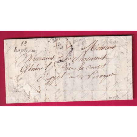 CURSIVE 18 LAPTEAU CORREZE INDICE 13 1852 POUR LIMOGES HAUTE VIENNE LETTRE