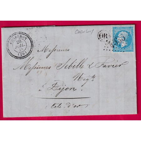 N°22 GC 4535 CORBERON COTE D'OR CAD TYPE 22 OR CHEVIGNY POUR DIJON  LETTRE