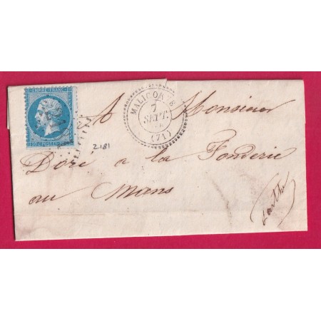 N°22 GC 2181 MALICORNE SARTHE CAD TYPE 22 POUR LE MANS LETTRE