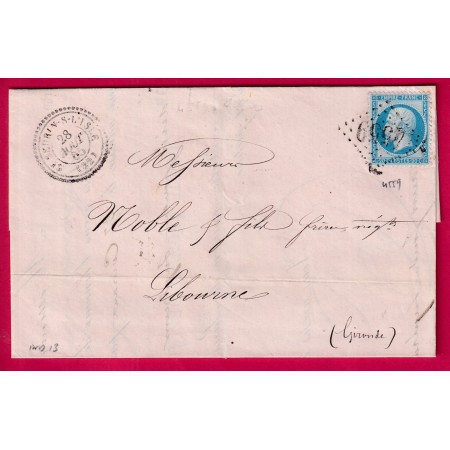 N°22 GC 4559 ST SEURIN SUR L'ISLE GIRONDE CAD TYPE 22 POUR LIBOURNE INDICE 13 LETTRE