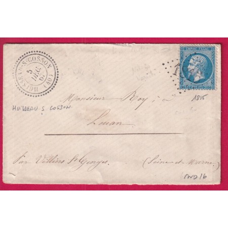 N°22 GC 1815 HUISSEAU SUR COSSON LOIR ET CHER CAD TYPE 22 POUR VILLIERS ST GEORGES INDICE 16 LETTRE