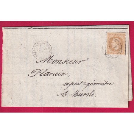 N°28 SUR LETTRE PRECURSEUR PORTE TIMBRE DE BESSE EN CHANDENESSE PUY DE DOME CAD TYPE 16 POUR MUROLS LETTRE