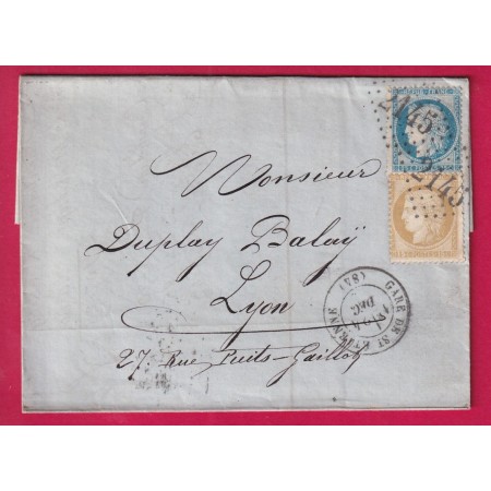 N°55 60 CAD TYPE 17 GARE DE ST ETIENNE LOIRE GC 2145 LYON POUR LYON LETTRE