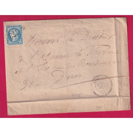 N°60 GC 173 CAD TYPE 24 ARQUIAN NIEVRE INDICE 15 POUR PARIS LETTRE