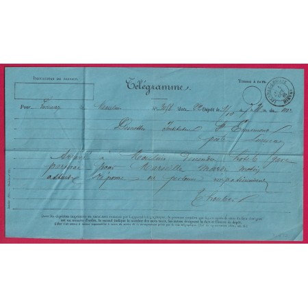 TELEGRAMME DE LUCENAY LES AIX NIEVRE 1882 DEPART MOULINS ALLIER LETTRE