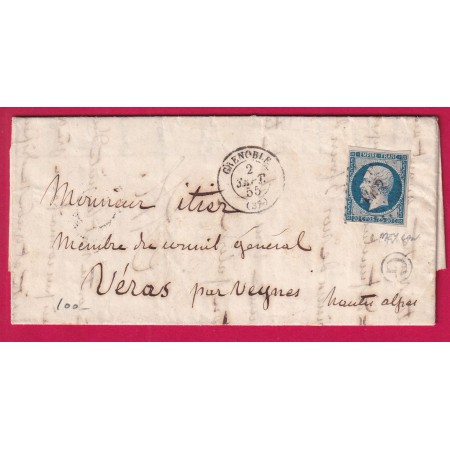 N°14 PC 1452 GRENOBLE ISERE BOITE RURALE G MEYLAN POUR VEYNES HAUTES ALPES LETTRE