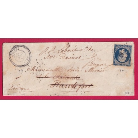 N°14 PC 87 ANLEZY NIEVRE CAD TYPE 22 POUR HAUTEFORT DORDOGNE REEXP LETTRE