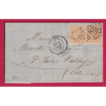 N°43B PAIRE TTB GC 1307 DIJON COTE D'OR POUR ST SEINE L'ABBAYE LETTRE
