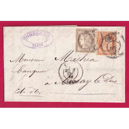 N°38 4 RETOUCHE + 56 CAD BUREAU DE PASSE 1307 DIJON COTE D'OR POUR ARNAY LE DUC LETTRE