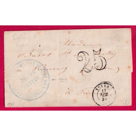 CAD TYPE 15 NEVERS NIEVRE + CACHET MAISON D'ARRET ET DE CORRECTION POUR PREMERY CAD TYPE 13 1851 LETTRE