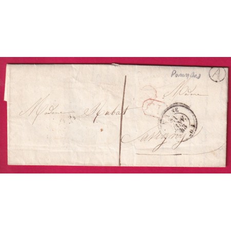 CAD TYPE 15 BEAUNE COTE D'OR BOITE RURALE A POMMARD TAXE LOCALE 1 + CL ROUGE POUR SAVIGNY 1843 LETTRE