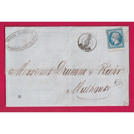 N°22 GC 2579 MUNSTER HAUT RHIN OR SONDERNACH POUR MULHOUSE LETTRE