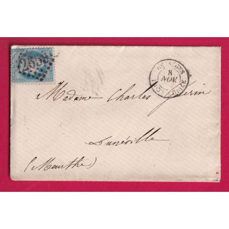 N°29 GC 2659 CAD TYPE 15 BESSEGES BOITE MOBILE GARD INDICE 16 POUR LUNEVILLE MEURTHE LETTRE