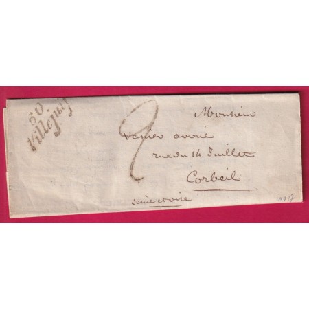 CURSIVE 60 VILLEJUIF SEINE 1838 POUR CORBEIL SEINE ET OISE INDICE 17 LETTRE