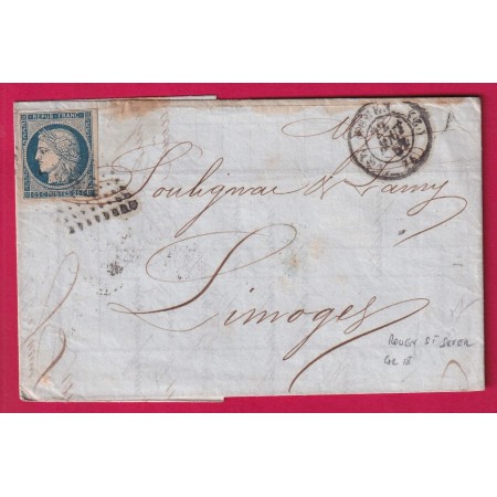 N°4 PC 2738 ROUEN 2 60 2 ST SEVER POUR LIMOGES HAUTE VIENNE LETTRE