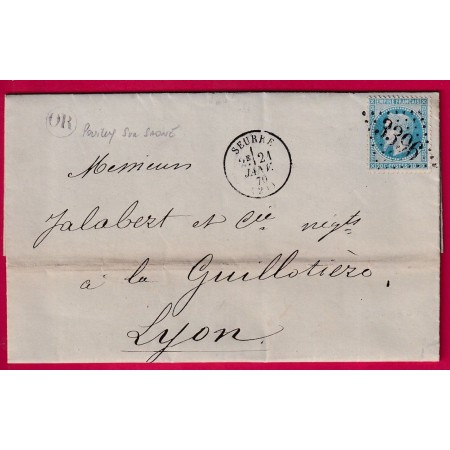 N°29 GC 3396 SEURRE COTE D'OR OR POUILLY SUR SAONE POUR LYON LETTRE
