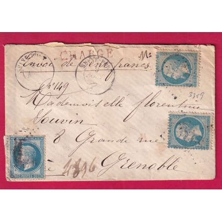 MIXTE N°22 X2 + N°29 GC 3359 SEINE PORT SEINE ET MARNE LETTRE CHARGE POUR GRENOBLE ISERE LETTRE