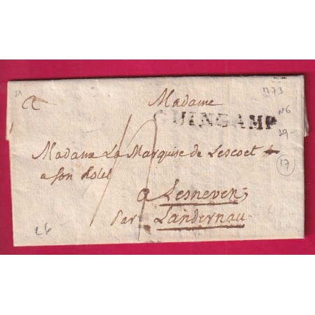 MARQUE GUINGAMP COTES DU NORD 1773 LENAIN N°6 INDICE 17 POUR LESNEVEN FINISTERE BRETAGNE LETTRE