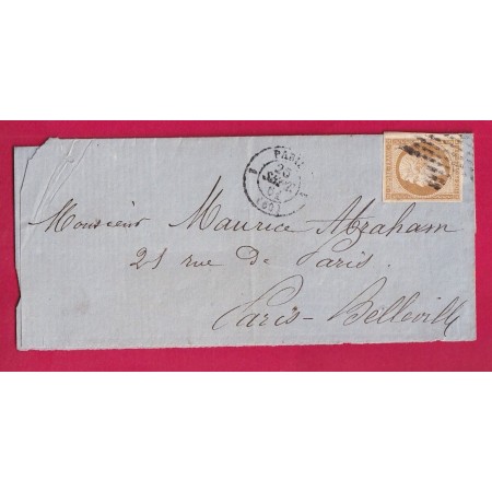 N°13 BDF PARIS 1 60 1 ETOILE PLEINE POUR PARIS BELLEVILLE RECETTES REUNIES LETTRE