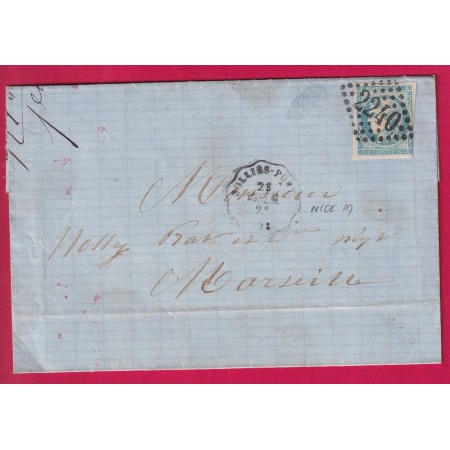 N°46B BLEU CLAIR CONVOYEUR STATION SOLLIES PONT VAR POUR MARSEILLE LIGNE NICE M INDICE 14 LETTRE