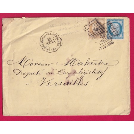 N°55 60 CONVOYEUR STATION LA CHAMBON FEUGEROLLES LOIRE POUR VERSAILLES ASSEMBLEE NATIONALE AU DOS LETTRE