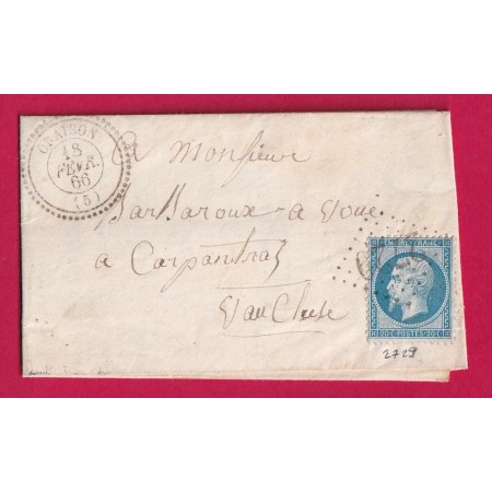 N°22 GC 2729 ORAISON BASSES ALPES CAD TYPE 22 POUR CARPENTRAS VAUCLUSE LETTRE