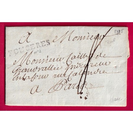 MARQUE FOUGERES ILLE ET VILAINE 1785 LENAIN N°2 POUR PARIS LETTRE