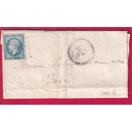 N°22 GC 4645 ALLASSAC CORREZE CAD TYPE 22 POUR BRIVES INDICE 13 LETTRE