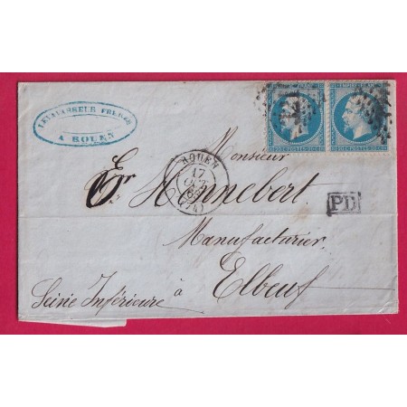 N°22 PAIRE GC 3219 ROUEN SEINE INFERIEURE POUR ELBEUF PD APPOSE PAR ERREUR LETTRE