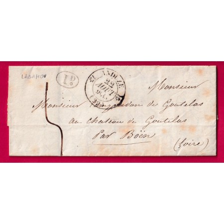 CAD TYPE 12 ANDUZE GARD DECIME RURALE LEBAHOU POUR BOEN LOIRE 1835 LETTRE