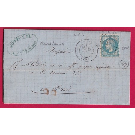 N°29 GC 3898 TAIN DROME OR DE SEVRES SUR RHONE POUR PARIS LETTRE