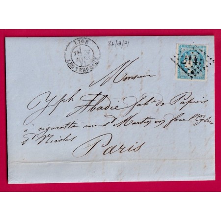 TENTATIVE ENTREE COMMUNE DE PARIS N°45C GC 2145 LYON POUR PARIS LETTRE