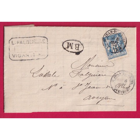 N°90 CAD TTPE 18 ST JEAN DE BRUEL AVEYRON BM DU VIGAN GARD BOITE MOBILE POUR ST JEAN DU BRUEL LETTRE