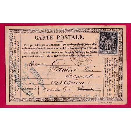 N°89 CAD GARE DE PORT D'ATELIER HAUTE SAONE POUR AVIGNON VAUCLUSE INDICE 13 CARTE PRECURSEUR LETTRE
