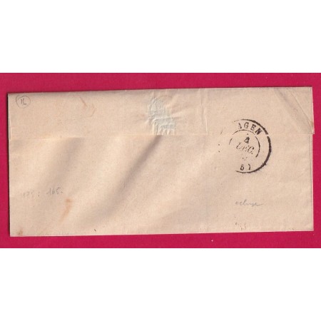 CURSIVE 45 BEAUVILLE LOT ET GARONNE DATEUR B POUR AGEN 1853 INDICE 16 LETTRE