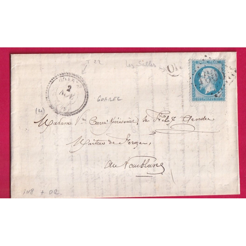 N°22 GC 1666 GOAREC COTES DU NORD CAD TYPE 22 OR LES SALLES POUR LOUDEAC LETTRE
